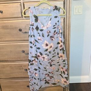 Floral High-Low Dress - Blue and Pink